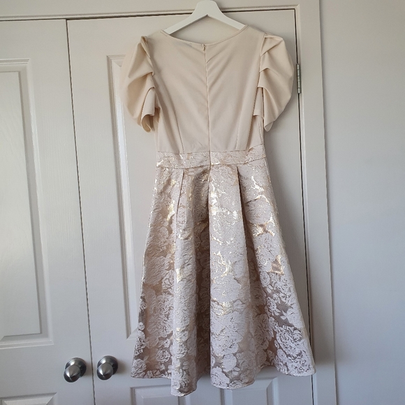 SHEIN Gorgeous Cream Puff Sleeve Flared Dress Size 10 - Picture 6 of 11